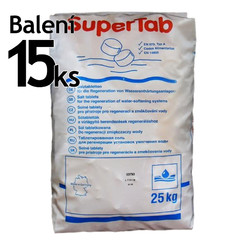 Regenerační sůl do změkčovačů SuperTab , 15 pytlů x 25 kg