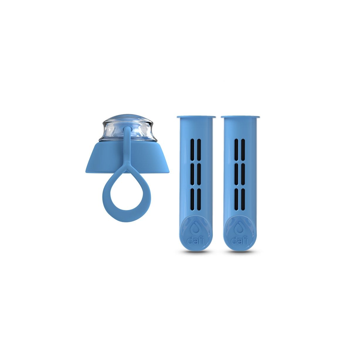 Náhradní filtr (2 ks) + víčko do filtrační láhve Dafi SOFT (modrá)