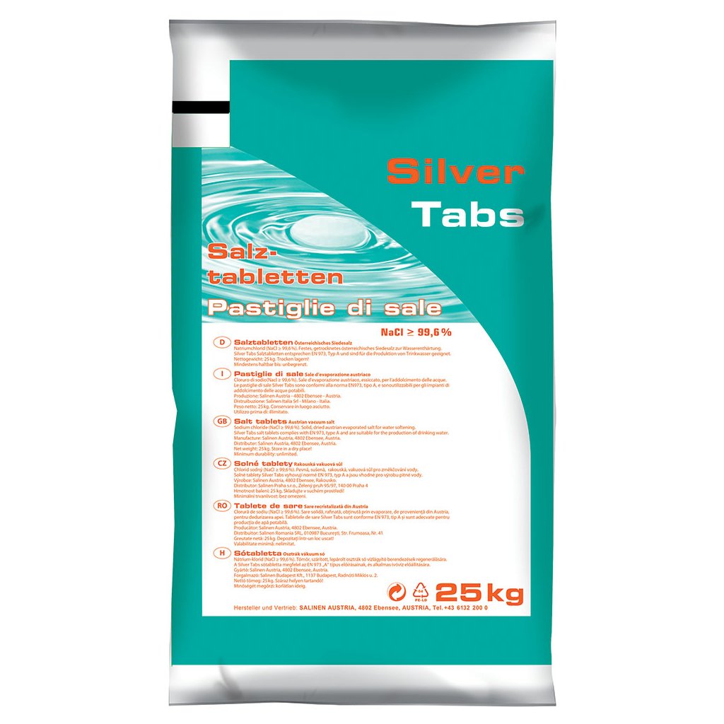 Salinen Austria AG Tabletová regenerační sůl Silver Tabs do změkčovačů (20 pytlů x 25 kg)