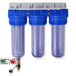 Sada tří korpusů filtrů Triplex WASH SL 10" (průhledný), připojení 3/4"