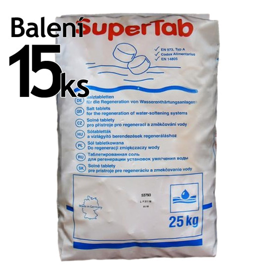 Tabletová regenerační sůl do změkčovačů SuperTab (15 pytlů x 25 kg)