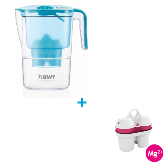 Konvice BWT Vida (modrá), vč. 3 kusů náhradních filtrů + vložka BWT Magnesium, 12 ks