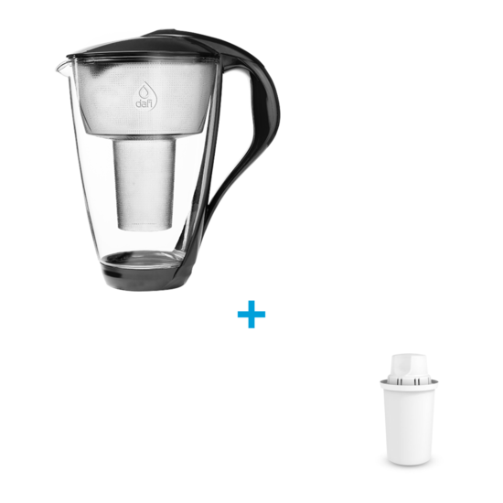 Skleněná filtrační konvice Dafi Crystal (černá) + vložka Dafi Classic, 12 ks