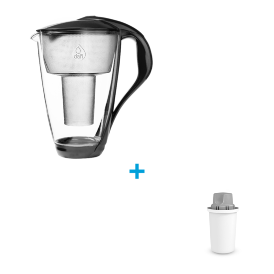 Skleněná filtrační konvice Dafi Crystal (černá) + vložka Dafi Classic Protect+, 12 ks