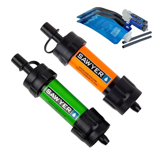 Vodní cestovní filtry Sawyer MINI, 2-Pack (oranžový a zelený)